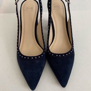 MARC FISHER NAVY BLUE SUEDE SLINGBACK HEELS SIZE 6